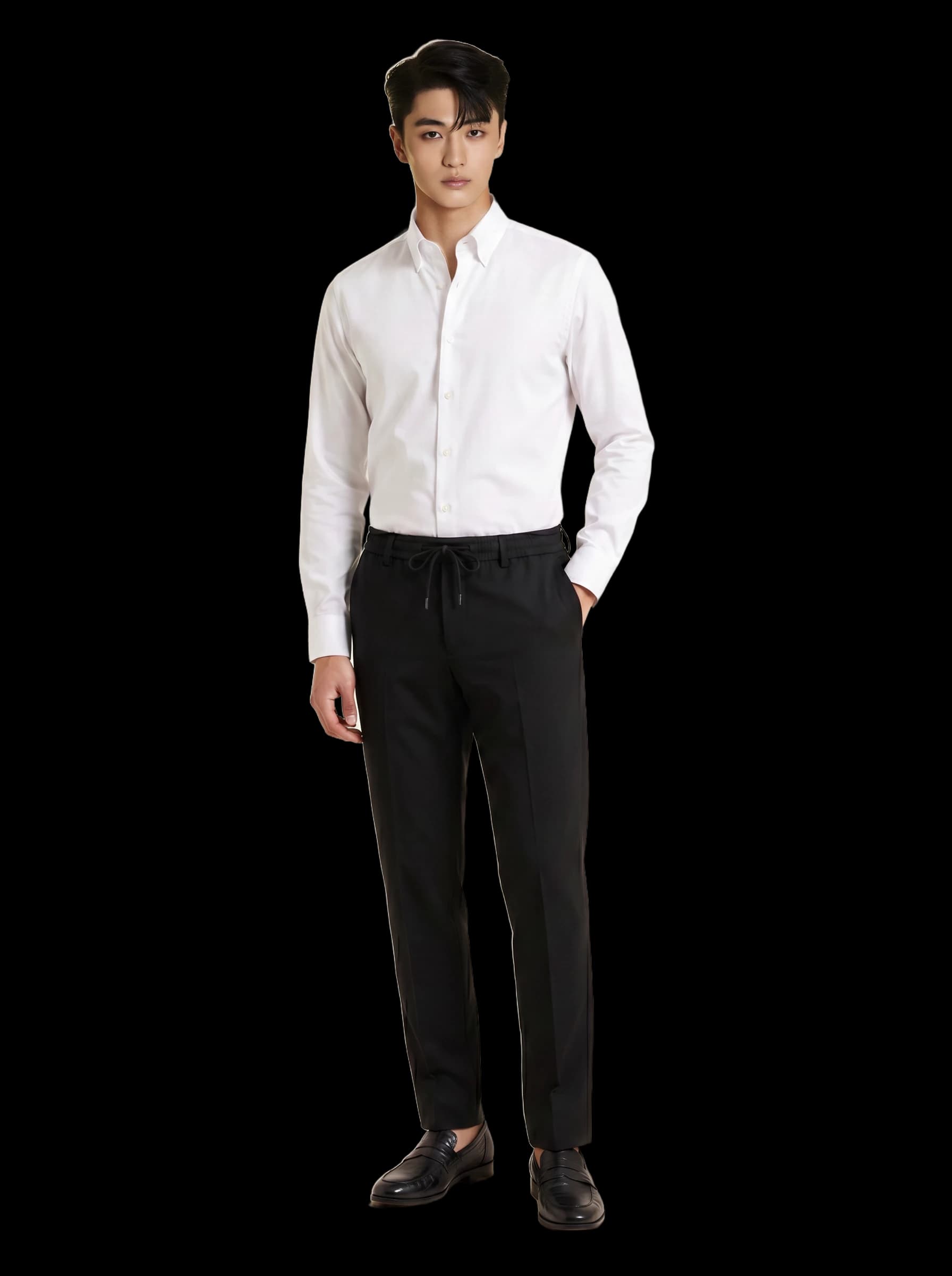SM regular fit dài tay ,màu trắng ,cổ buttondown #1166